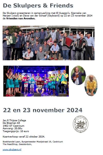 Poster De Skulpers & Friends, Vrienden van Avonden 22 en 23 november 2024